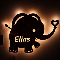 Nachtlicht Elefant, mit Gravur