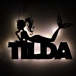 Nachtlicht Meerjungfrau, mit Gravur