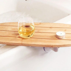 Vassoio per il bagno, in legno di bambù e gomma