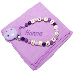 Nuscheli & Nuggikette, mit Namen - lila