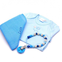 Body-Geschenkset blau, mit Nuscheli & Nuggikette