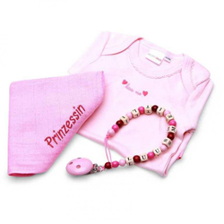 Body-Geschenkset rosa, mit Nuscheli & Nuggikette