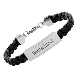 Lederarmband Schwarz, Personalisierbar