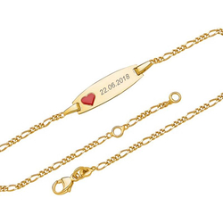 Gourmette coeur en or, avec gravure laser