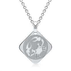 925er Silberkette Krebs, mit Gravur